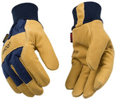 Heatkeep 1926KW-XL Gloves, Men's, XL, Angled Wing Thumb, Easy-On, Elastic Knit Wrist Cuff, Blue/Golden